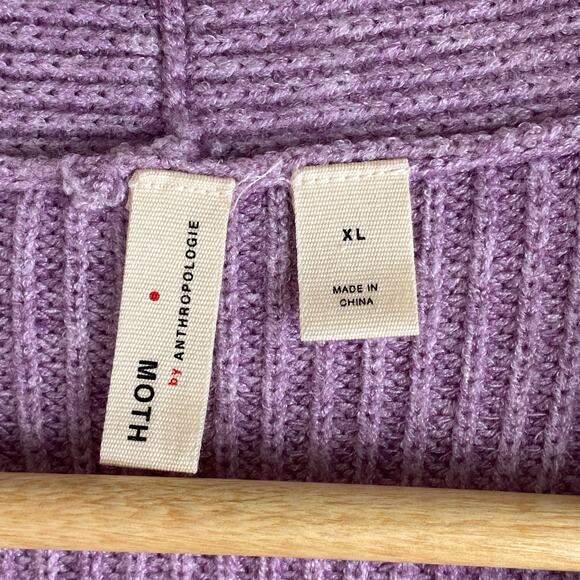 Moth Tie Front Knit Sweater Size XL Lilac Purple Tie Front Relaxed Anthopologie - Picture 7 of 11